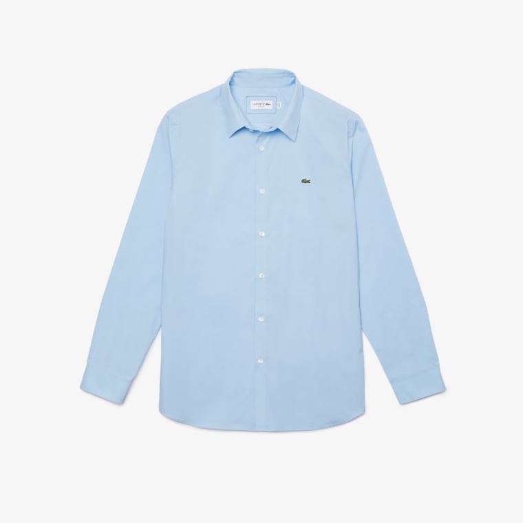 Lacoste Slim Fit Stretch Bomull Poplin Shirt Blå | o0754761