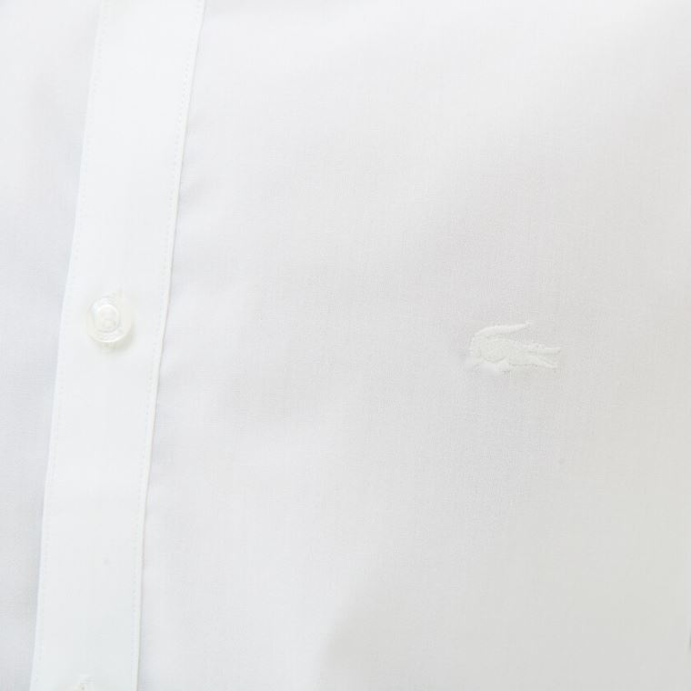 Lacoste Slim Fit Stretch Bomull Shirt Hvite | s9ex8oYE