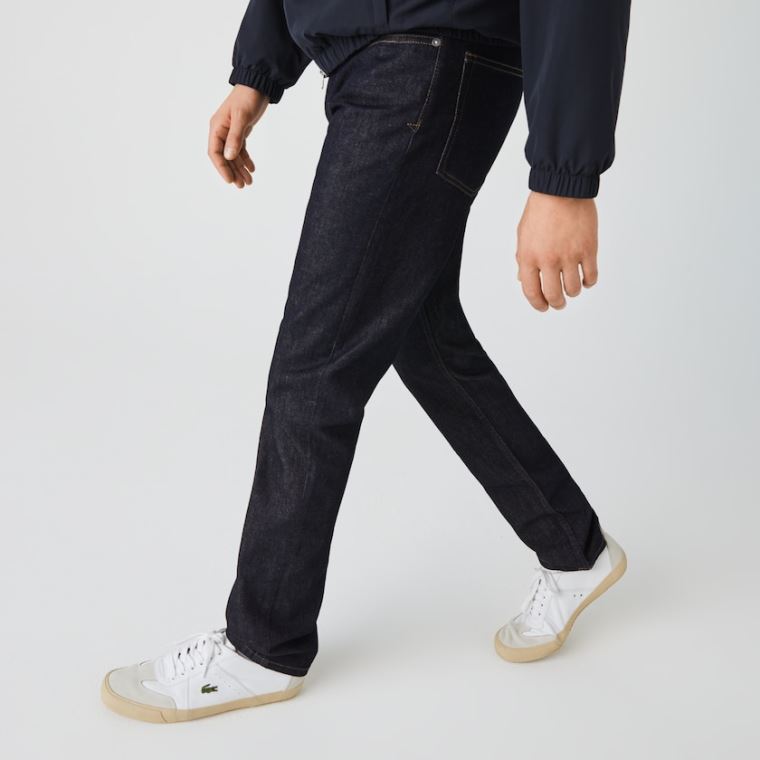 Lacoste Slim Fit Stretch Denim 5-Pocket Jeans Blå | 3QlYWE1B