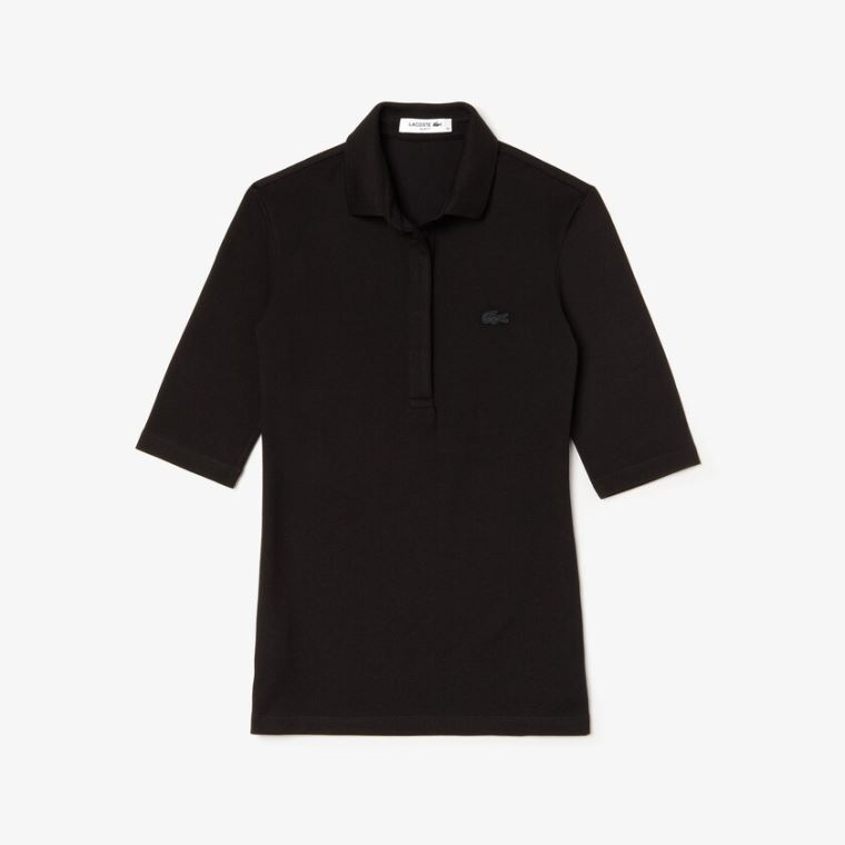 Lacoste Slim Fit Stretch Mini Piqué Polo Shirt Svarte | AuvL5dnr