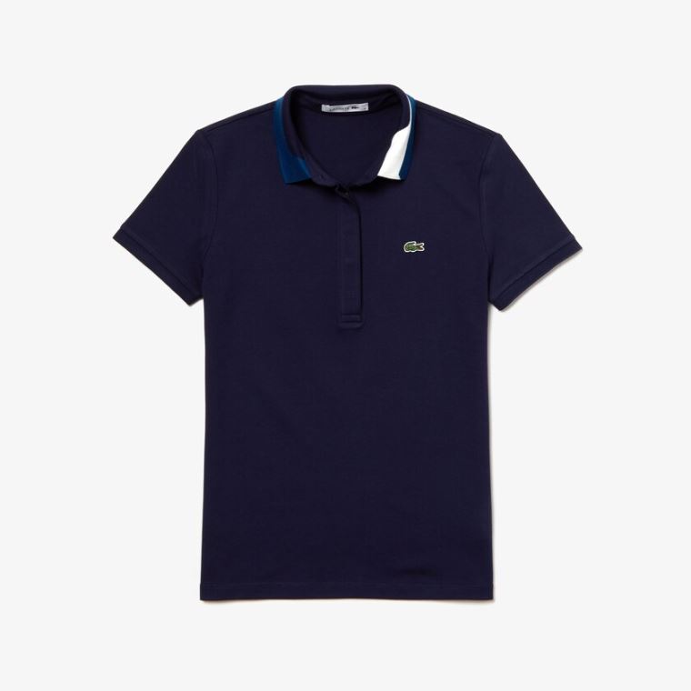 Lacoste Slim Fit Stretch Piqué Polo Shirt Marineblå Blå | 8vngIB4R