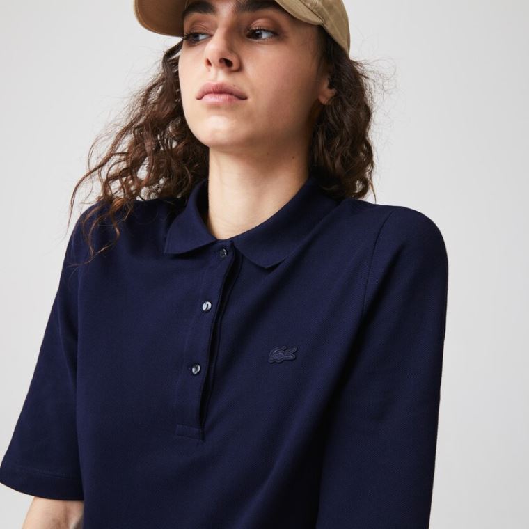 Lacoste Slim Fit Supple Bomull Polo Marineblå Blå | gnDSqdFb