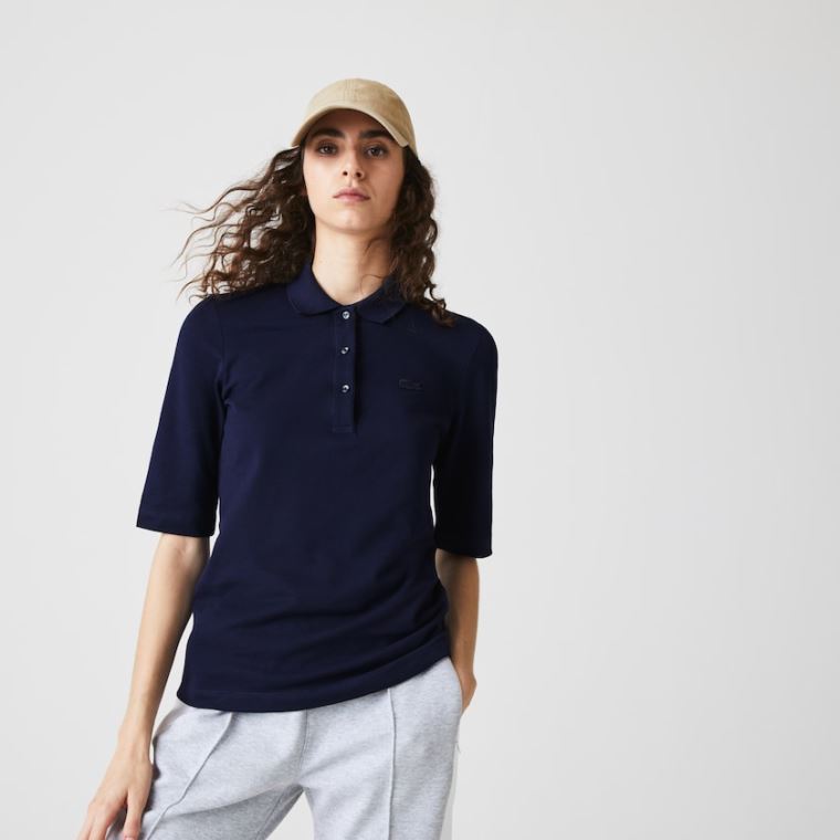 Lacoste Slim Fit Supple Bomull Polo Marineblå Blå | gnDSqdFb