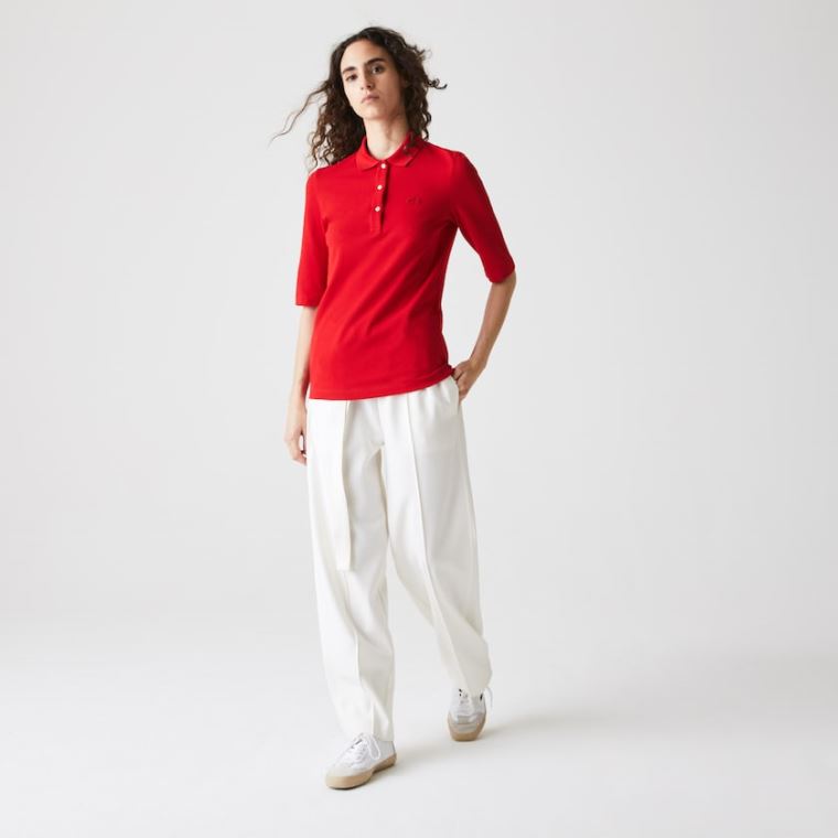 Lacoste Slim Fit Supple Bomull Polo Rød | Oubo2gJs