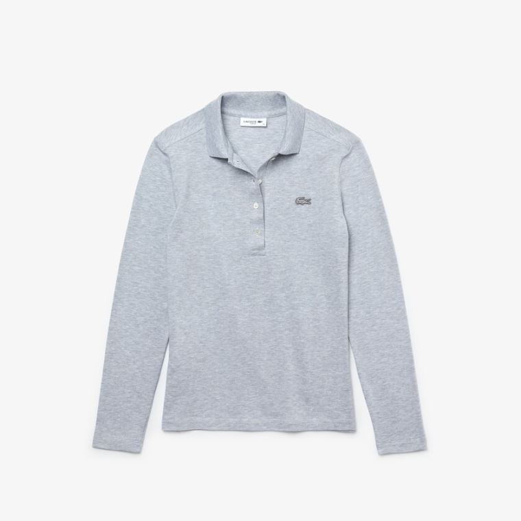 Lacoste Slim Stretch Piqué Polo Shirt Grå | xw6ycT2a