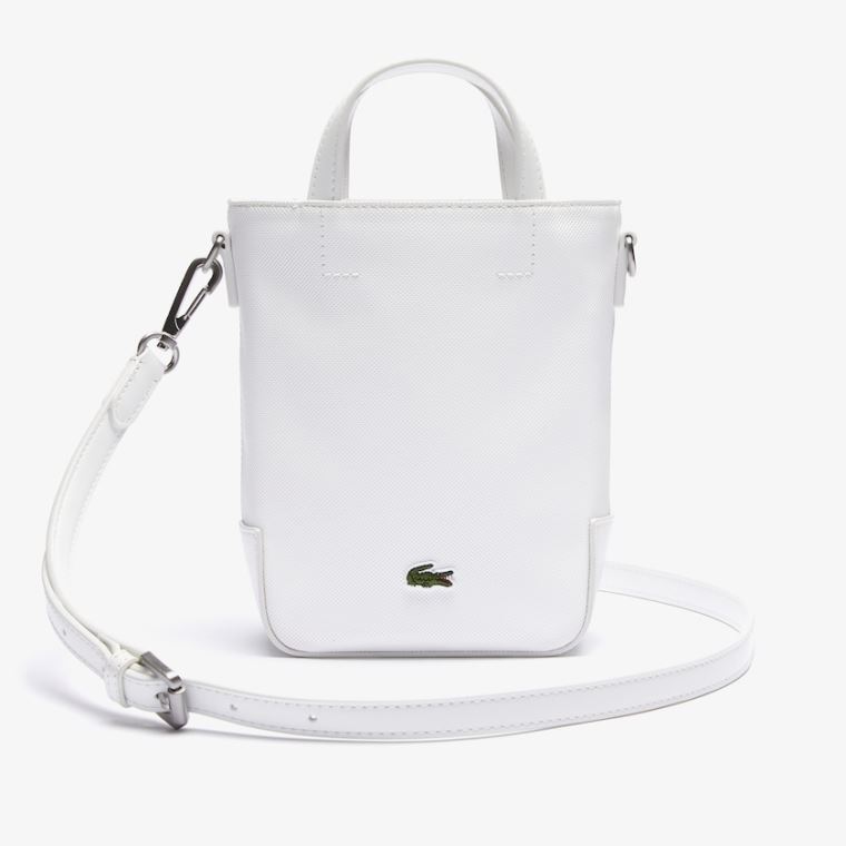 Lacoste Small Piqué Canvas Tote Bag Hvite | S0j4iPEU