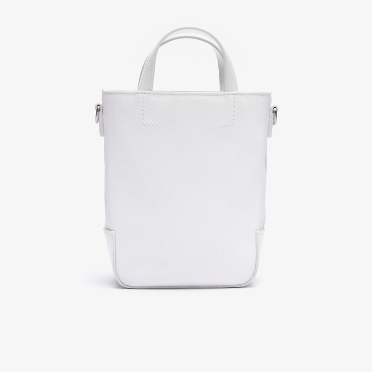 Lacoste Small Piqué Canvas Tote Bag Hvite | S0j4iPEU