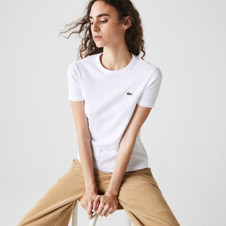 Lacoste Soft Bomull Crew Neck T-shirt Hvite | yjB4TJsR