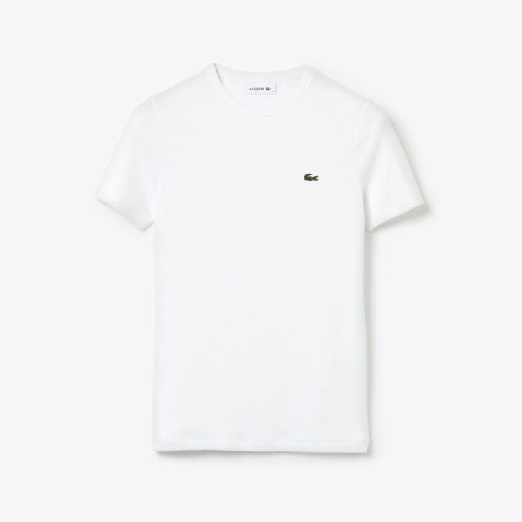 Lacoste Soft Bomull Crew Neck T-shirt Hvite | yjB4TJsR