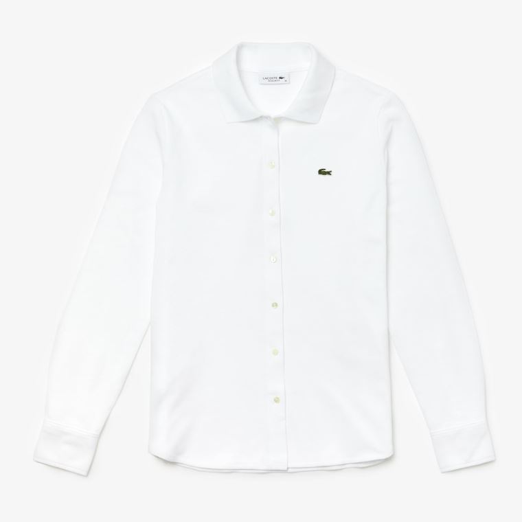 Lacoste Soft Bomull Oxford Stil Polo Shirt Hvite | Dt6hekDY