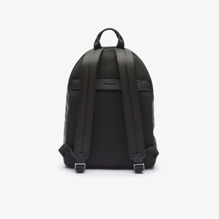 Lacoste Soft Mate Matte Full-Grain Lær Flate Backpack Svarte | 010V2mNy