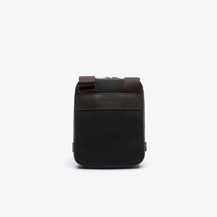 Lacoste Soft Mate Matte Full-Grain Lær Small Flate Crossbody Bag Mørke Brune | rZ2QYFM3