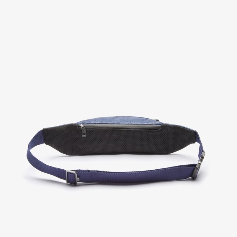 Lacoste Soft Mate Matte Full-Grain Lær Zippered Fanny Pack Mørke Blå | 4pZJ08Za