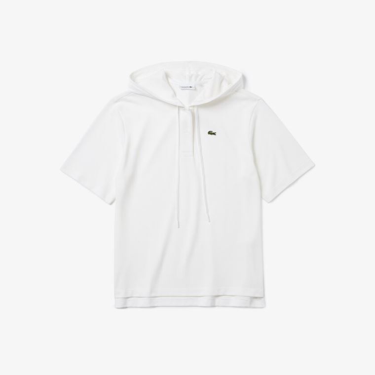 Lacoste Solid Bomull Piqué Hette Polo Shirt Hvite | cArOThBC