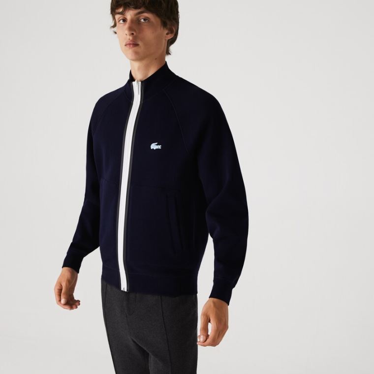 Lacoste Stand-Up Collar Reversible Zippered Jacket Marineblå Blå Blå | lIknrlJR