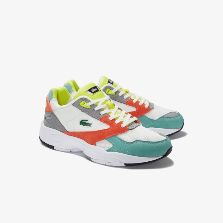 Lacoste Storm 96 LO Mesh and Lær Sneakers Oransje Lyse Grønn | WY3HajQB