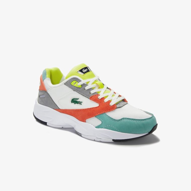 Lacoste Storm 96 LO Mesh and Lær Sneakers Oransje Lyse Grønn | WY3HajQB