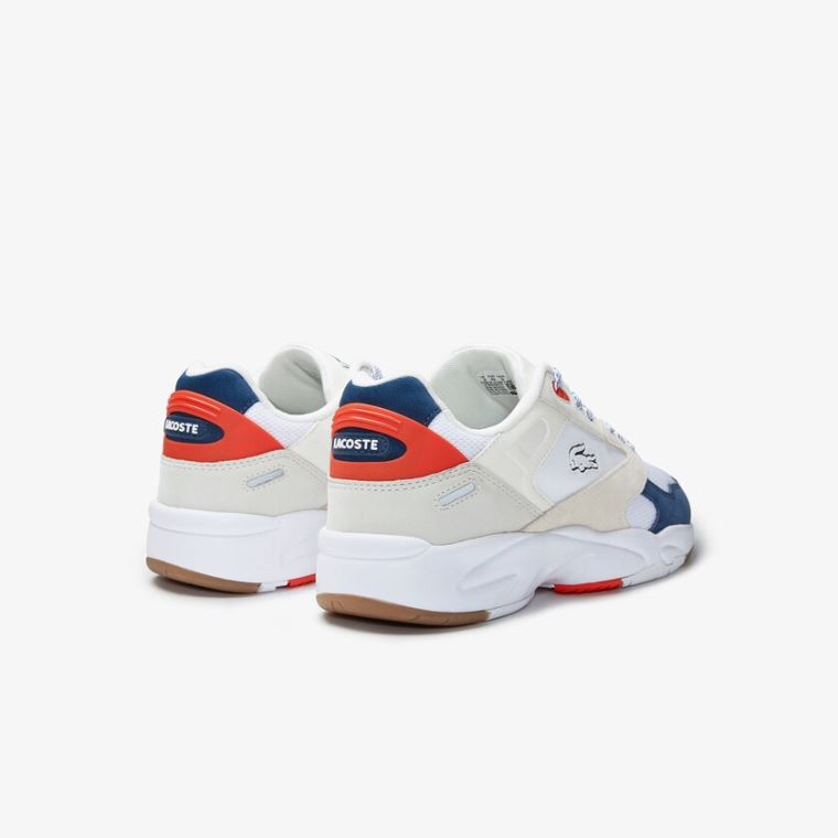 Lacoste Storm 96 LO Tekstil Sneakers Hvite Mørke Blå | i0Kiafv8