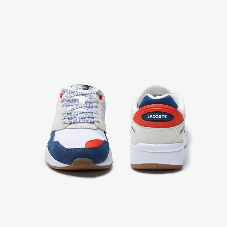 Lacoste Storm 96 LO Tekstil Sneakers Hvite Mørke Blå | i0Kiafv8