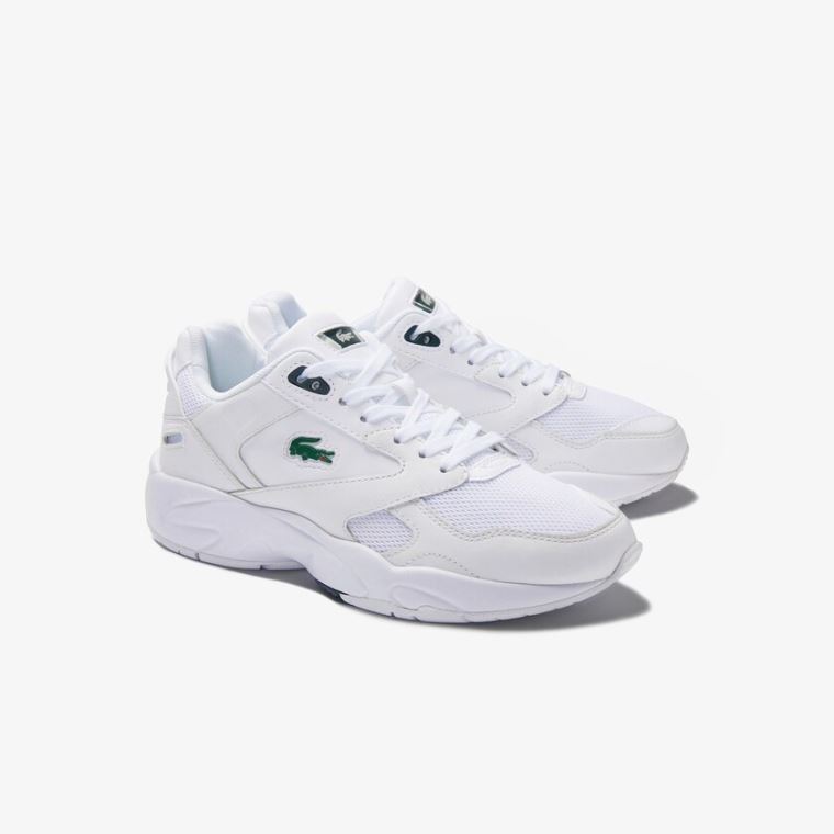 Lacoste Storm 96 LO Tekstil and Lær Sneakers Hvite | m4z1Hqsz