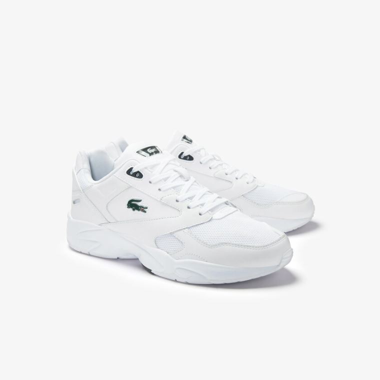 Lacoste Storm 96 LO Tekstil and Lær Sneakers Hvite Mørke Grønn | wBdm5Wbj