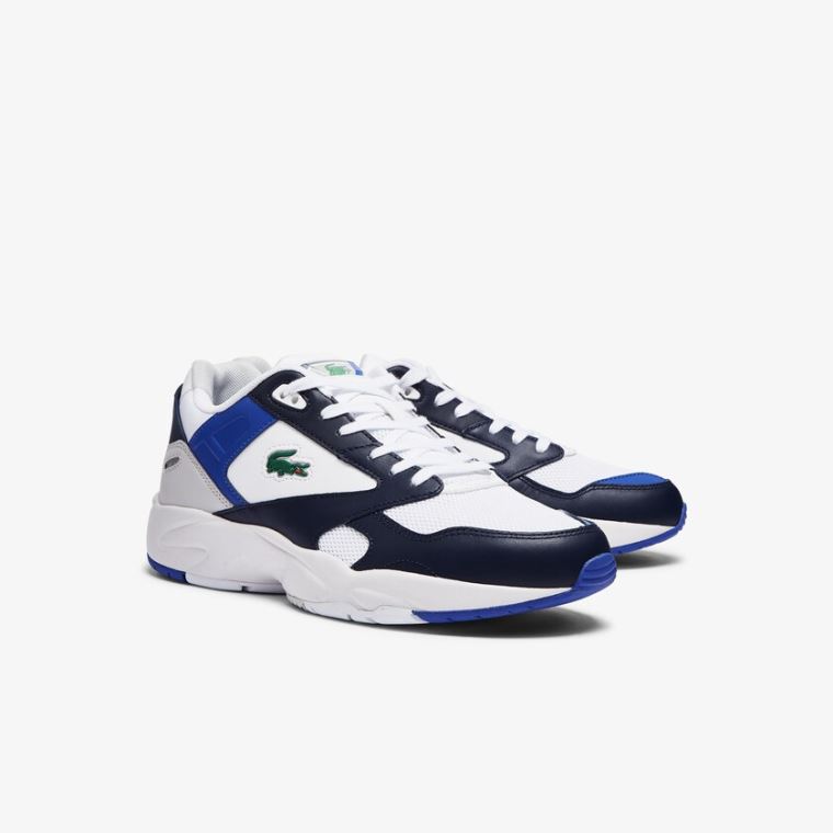 Lacoste Storm 96 Lo Mesh Colour-Pop Sneakers Hvite Marineblå | BC9Yy6Mj