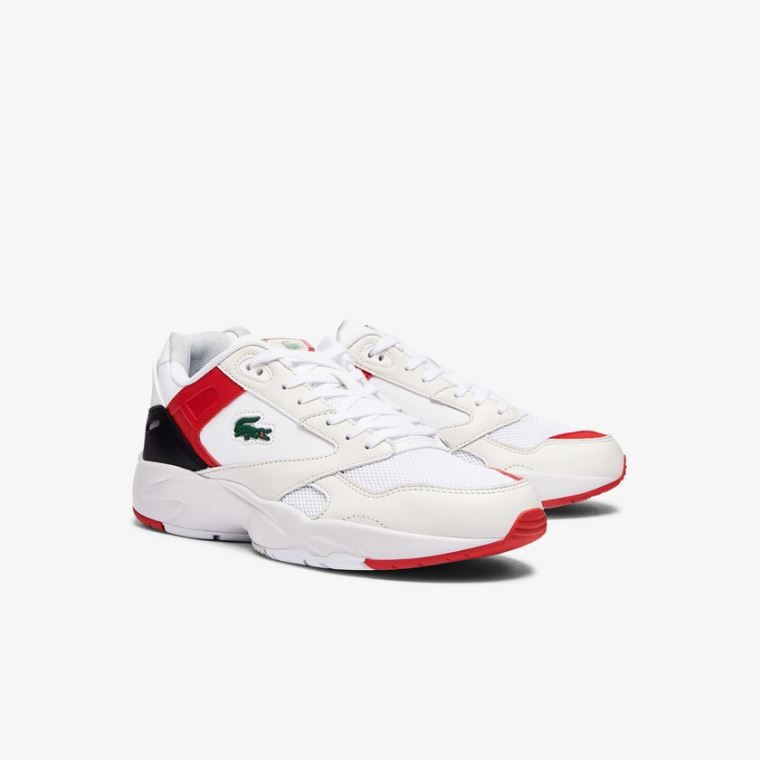 Lacoste Storm 96 Lo Mesh Colour-Pop Sneakers Hvite Rød | NlUJV80Y