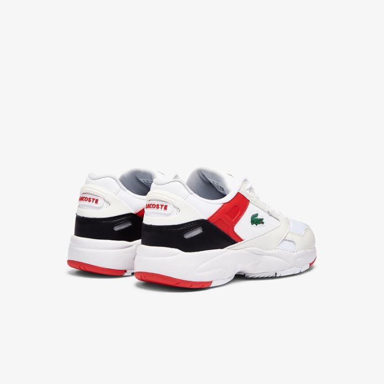 Lacoste Storm 96 Lo Mesh Colour-Pop Sneakers Hvite Rød | NlUJV80Y