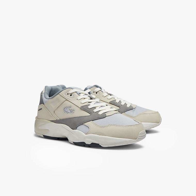 Lacoste Storm 96 Lo Nubuck Lær Sneakers Beige Grå | auIR7y72