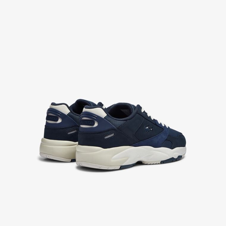 Lacoste Storm 96 Lo Nubuck Lær Sneakers Marineblå | yXW5hTW2