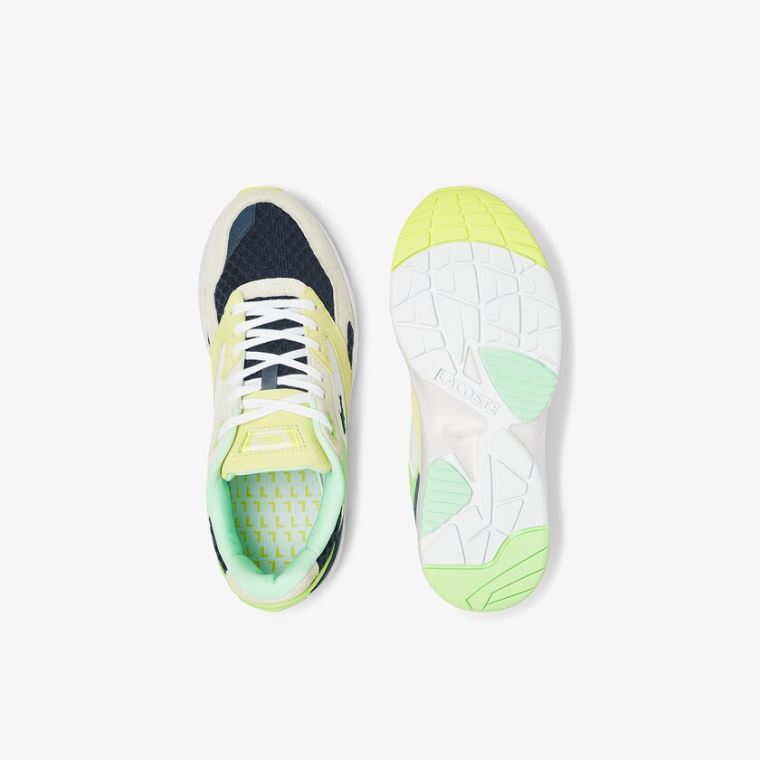 Lacoste Storm 96 Lo Semsket Skinn and Mesh Sneakers Mørke Blå Lyse Blå | 1DDSIIIj