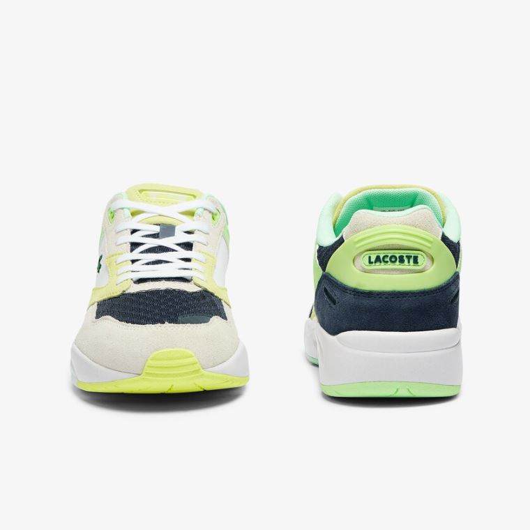 Lacoste Storm 96 Lo Semsket Skinn and Mesh Sneakers Mørke Blå Lyse Blå | 1DDSIIIj