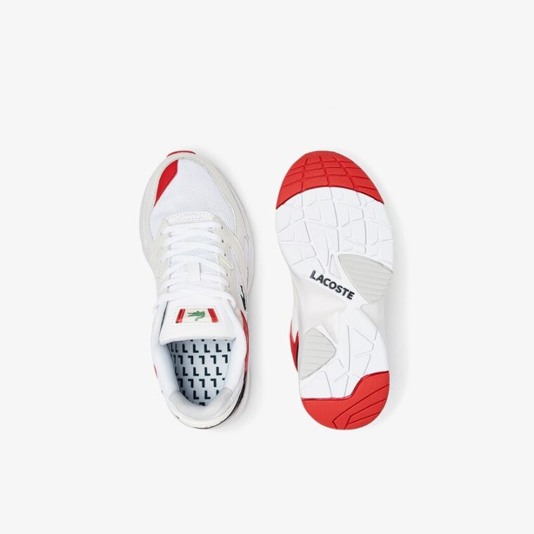 Lacoste Storm 96 Lo Syntetisk and Lær Sneakers Hvite Rød | nylmLXDW