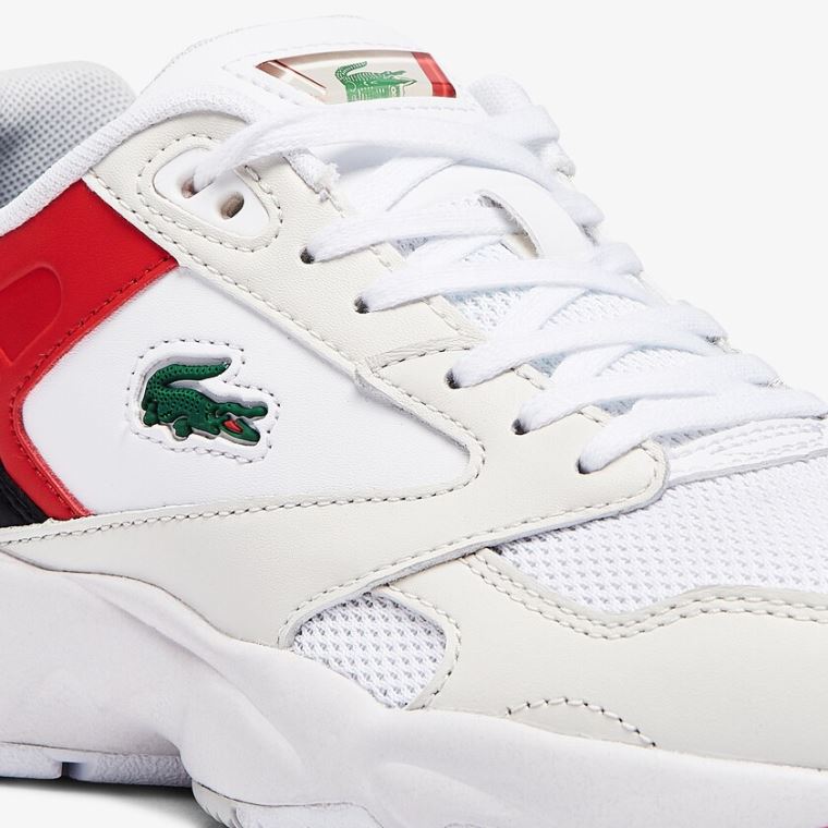 Lacoste Storm 96 Lo Syntetisk and Lær Sneakers Hvite Rød | nylmLXDW