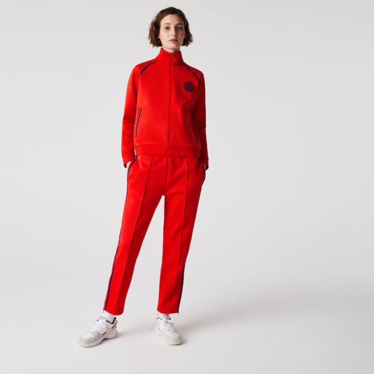 Lacoste Straight Cut Contrast Bands Tracksuit Pants Rød Blå Rød | OGaeyDl7