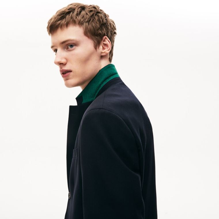 Lacoste Straight-Cut Wool Jacket Marineblå Blå | PMWpYrFf