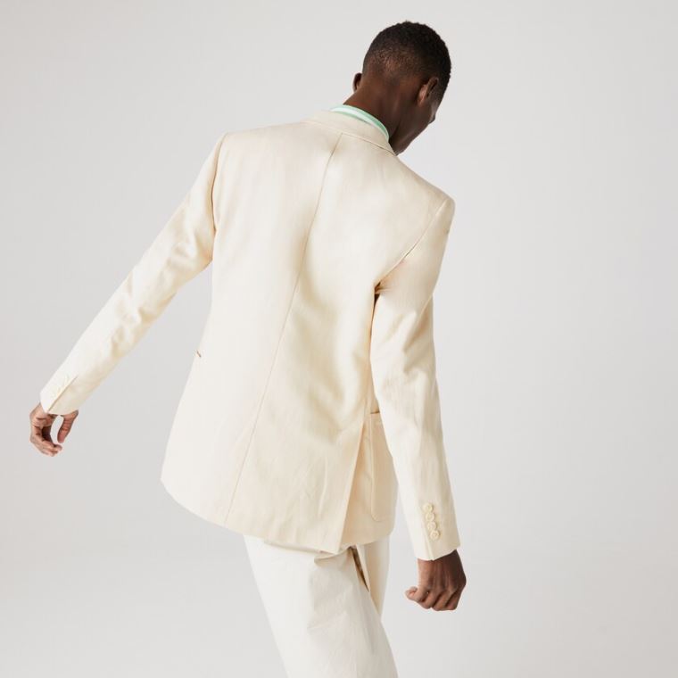 Lacoste Straight Fit Bomull-Linen Blazer Beige | F8f1C5jo