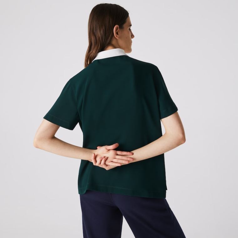 Lacoste Straight fit Colourblock Flowy And Lette Polo Grønn Marineblå Blå Hvite | W7gIk3sr