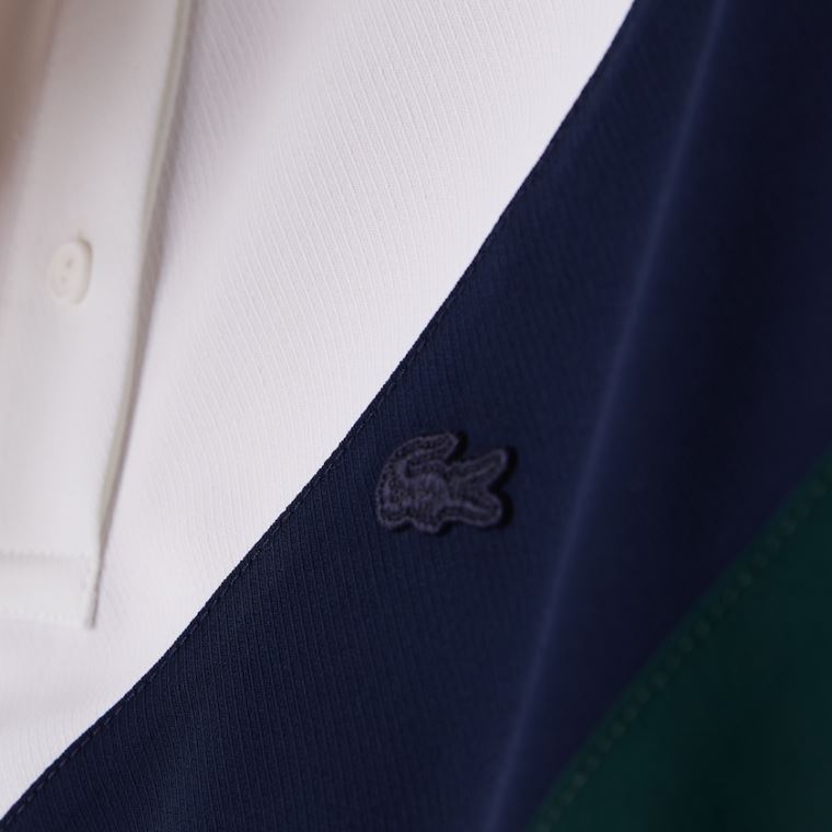 Lacoste Straight fit Colourblock Flowy And Lette Polo Grønn Marineblå Blå Hvite | W7gIk3sr