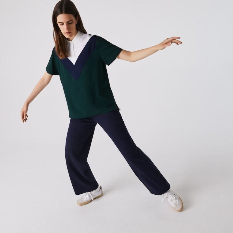 Lacoste Straight fit Colourblock Flowy And Lette Polo Grønn Marineblå Blå Hvite | W7gIk3sr