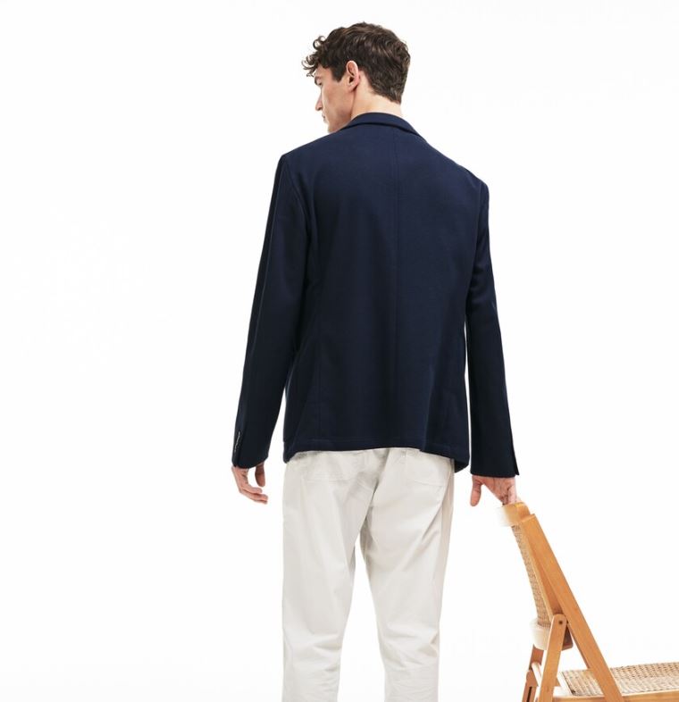 Lacoste Stretch Bomull Jersey Piqué Blazer Marineblå Blå | cF5w4PM1