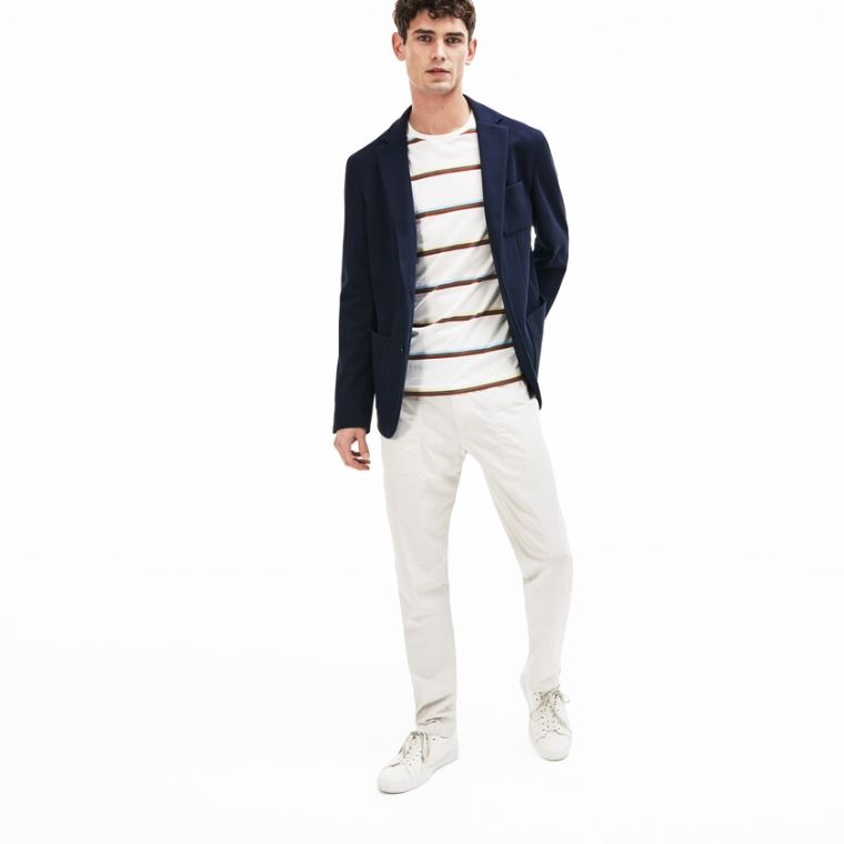 Lacoste Stretch Bomull Jersey Piqué Blazer Marineblå Blå | cF5w4PM1