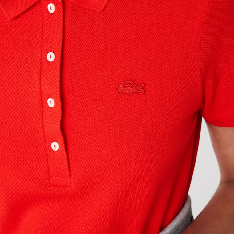 Lacoste Stretch Bomull Piqué Polo Kjoler Rød | XZsxyWcx