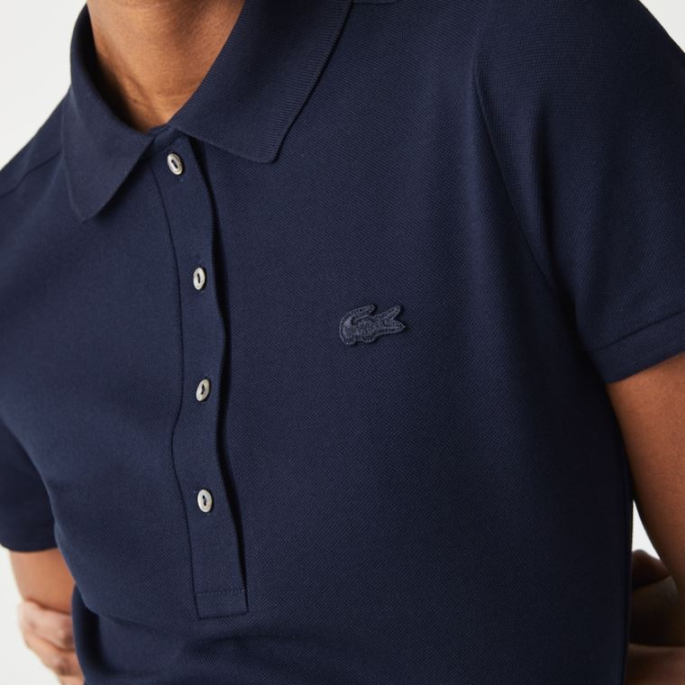 Lacoste Stretch Bomull Piqué Polo Kjoler Marineblå Blå | jbHKqOzy