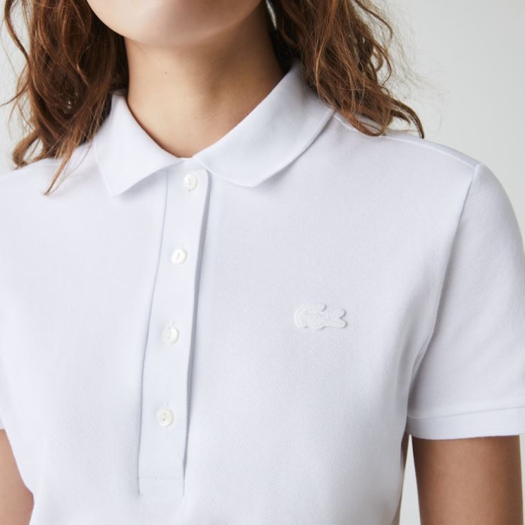 Lacoste Stretch Bomull Piqué Polo Kjoler Hvite | sT4txQuj