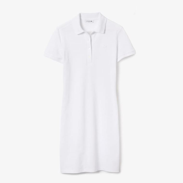 Lacoste Stretch Bomull Piqué Polo Kjoler Hvite | sT4txQuj