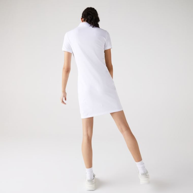 Lacoste Stretch Bomull Piqué Polo Kjoler Hvite | sT4txQuj