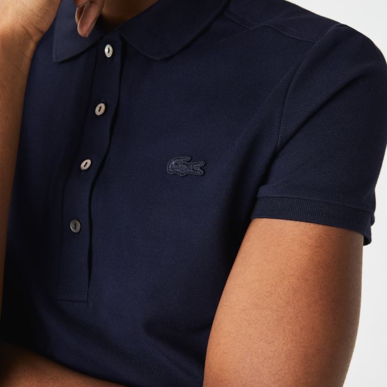 Lacoste Stretch Bomull Piqué Polo Shirt Marineblå Blå | 87x1Wmj4