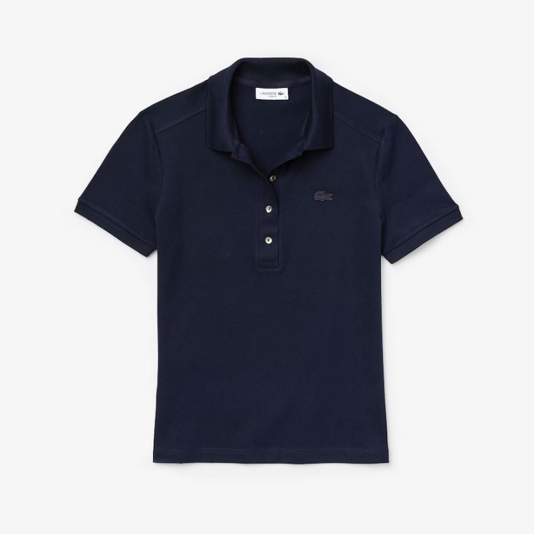 Lacoste Stretch Bomull Piqué Polo Shirt Marineblå Blå | 87x1Wmj4