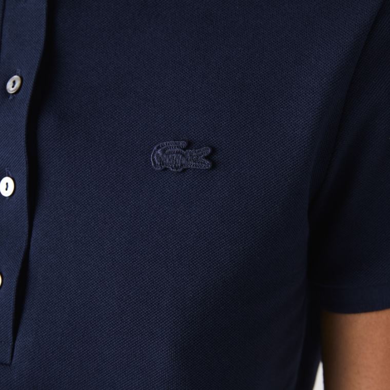 Lacoste Stretch Bomull Piqué Polo Shirt Marineblå Blå | 87x1Wmj4